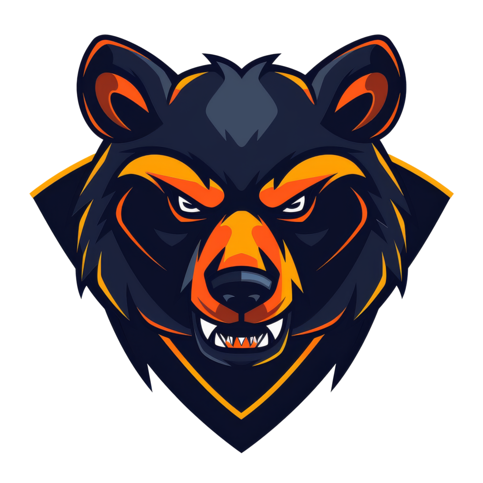 Fierce bear mascot with a fiery gaze png