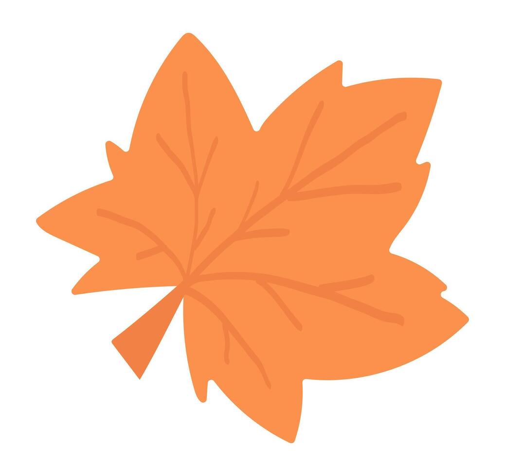 otoño arce hoja en plano diseño. linda naranja que cae follaje con venas ilustración aislado. vector