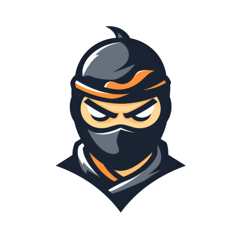 A stylized ninja with a stern look png