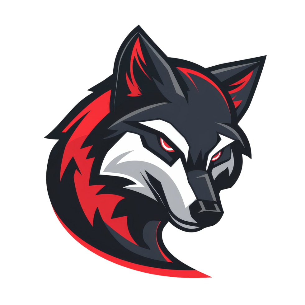 A fierce wolf logo with a glaring eye and sharp contrast png