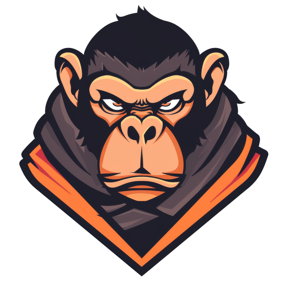 A stylized illustration of a stern looking gorilla with a furrowed brow png