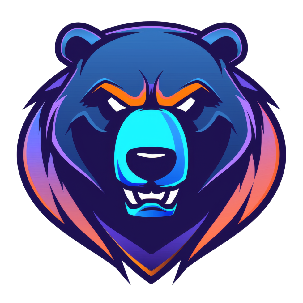 Colorful bear mascot with a fierce expression png