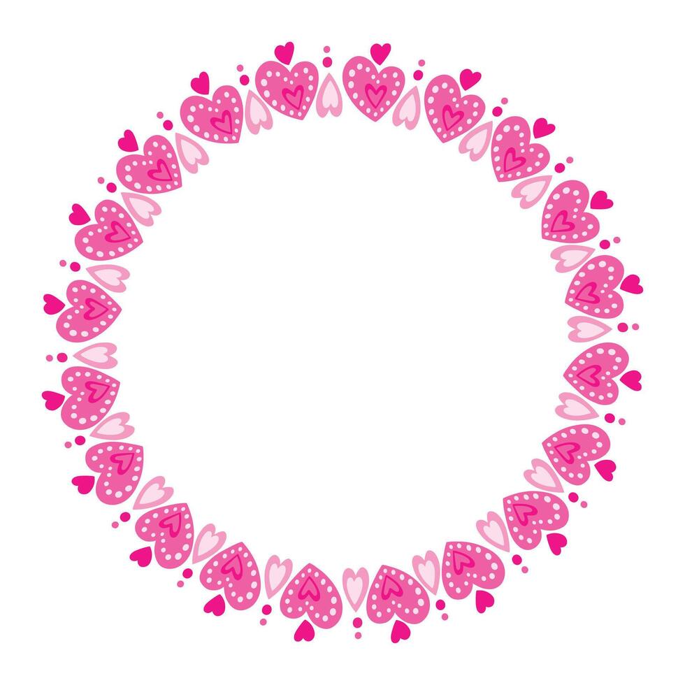 Hand drawn hearts border and frame on white background vector