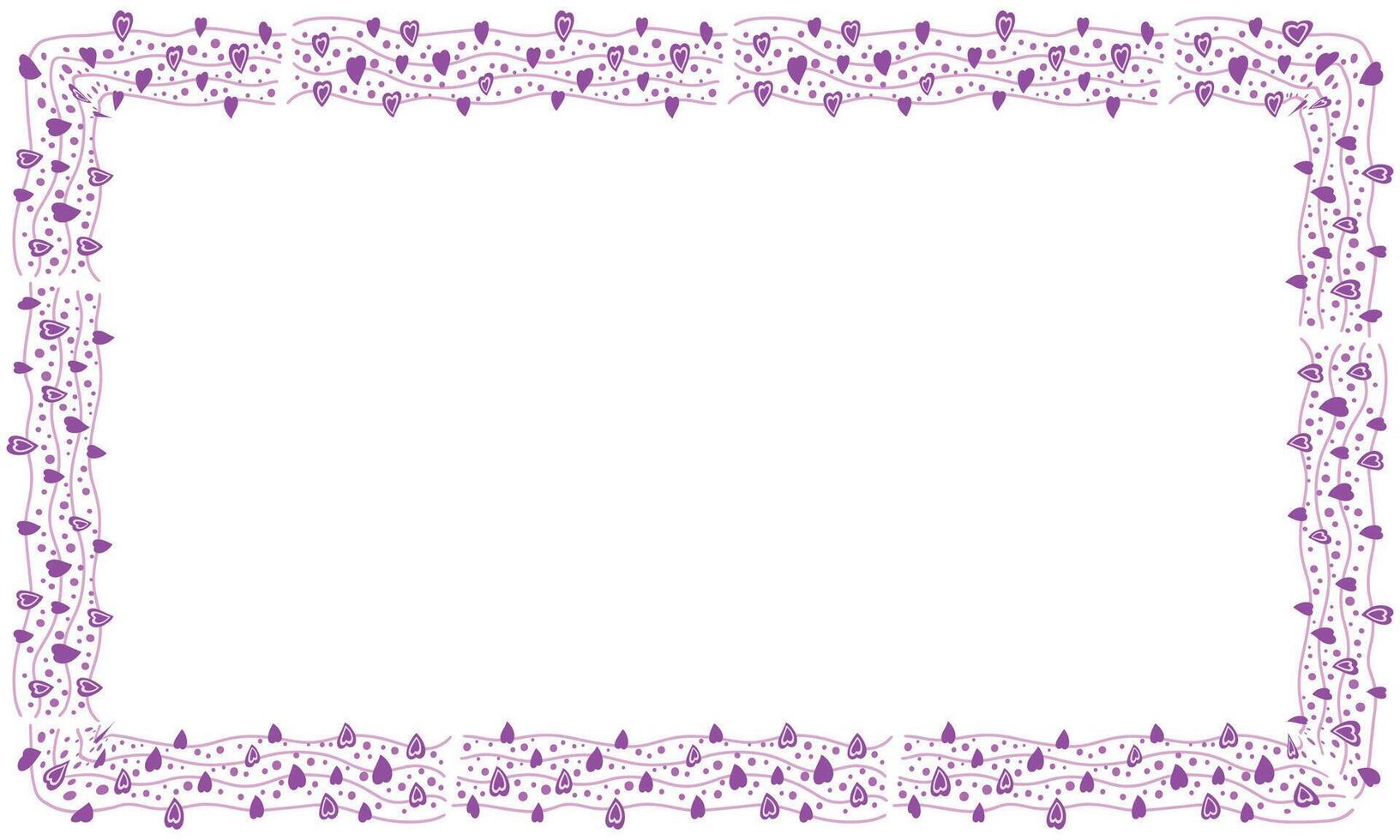 Hand drawn hearts border and frame on white background vector