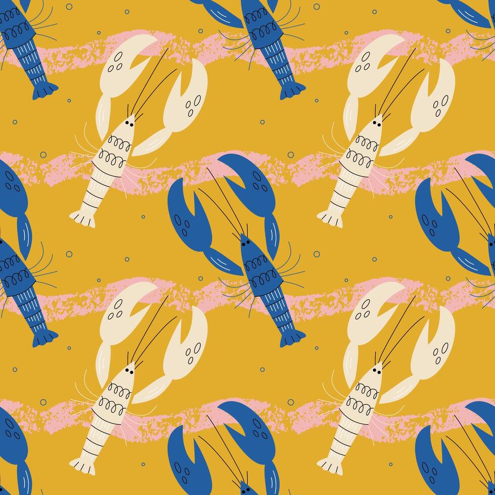 Seamless pattern with lobsters vector