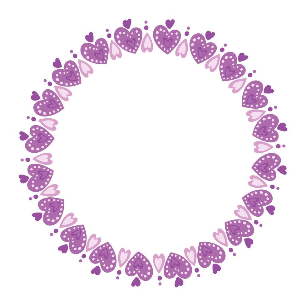 Hand drawn hearts border and frame on white background vector