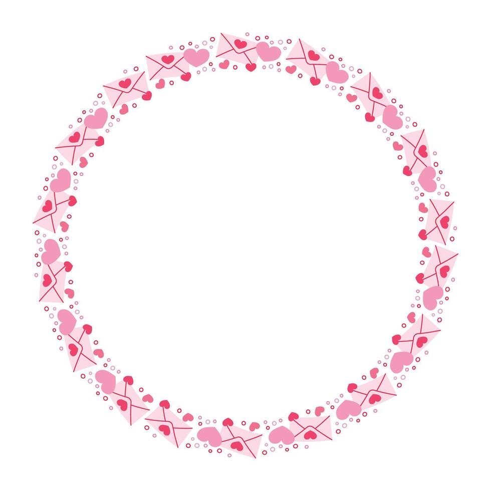 Hand drawn hearts border and frame on white background vector