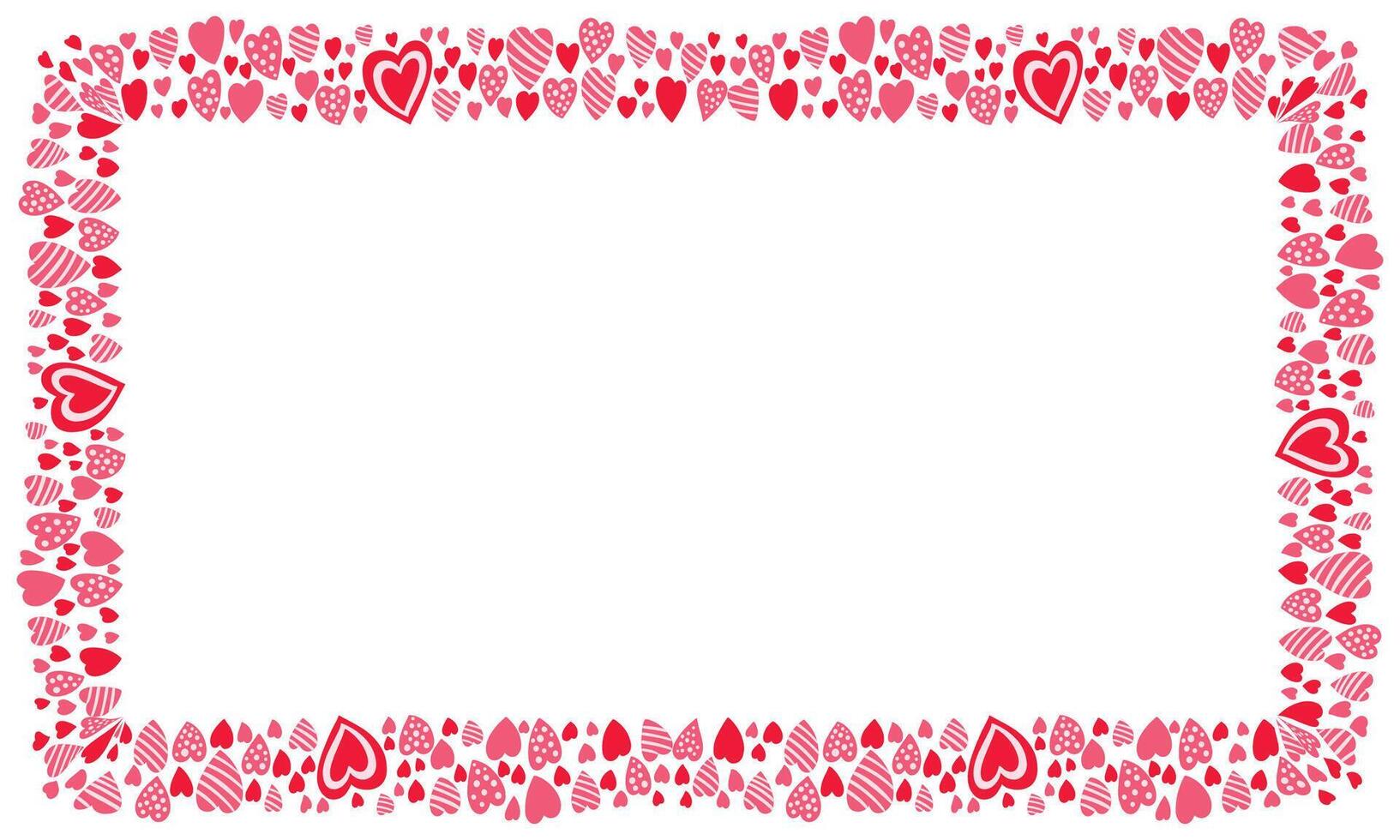 Hand drawn hearts border and frame on white background vector