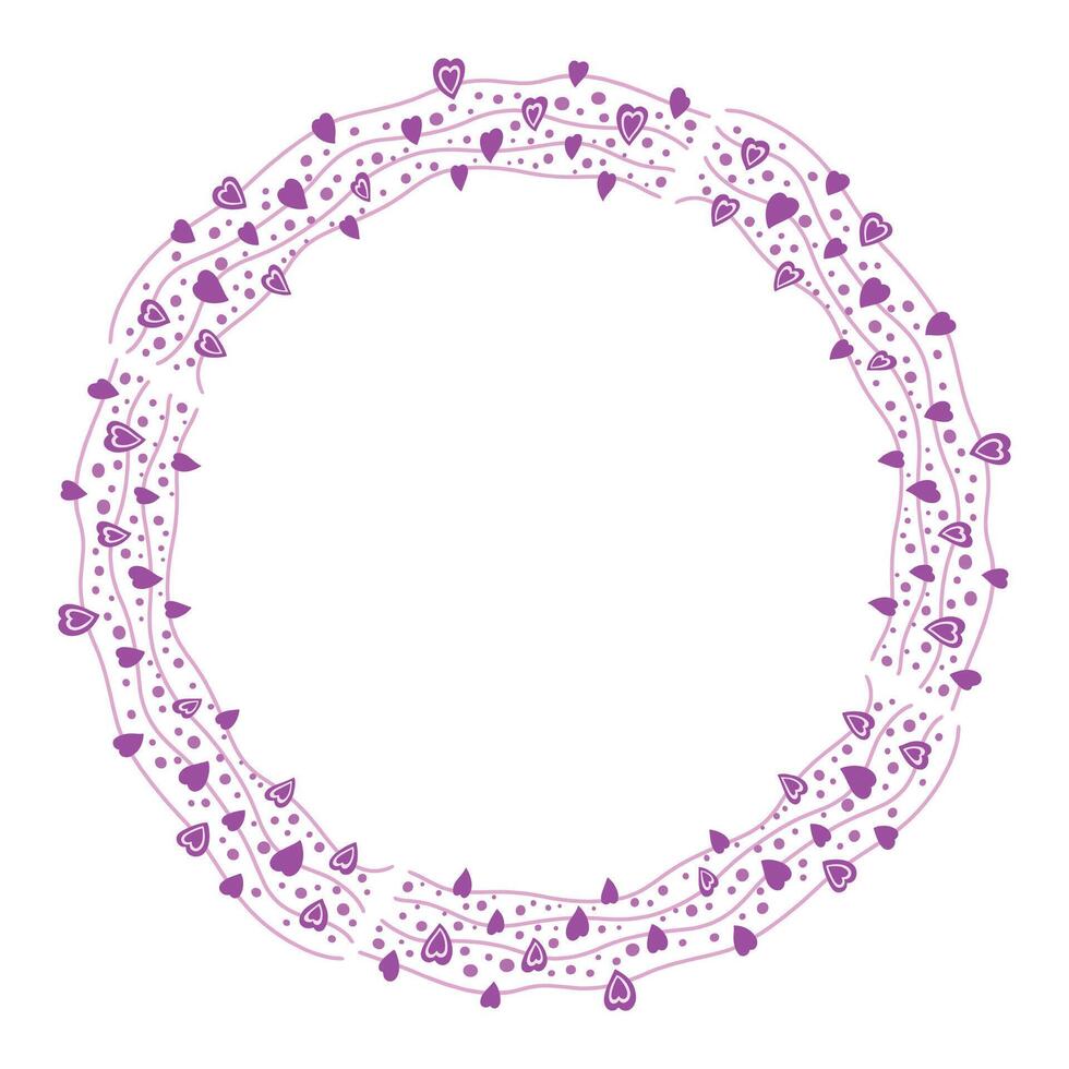 Hand drawn hearts border and frame on white background vector