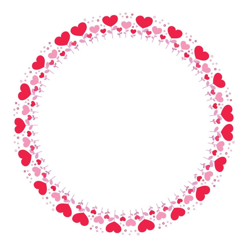 Hand drawn hearts border and frame on white background vector