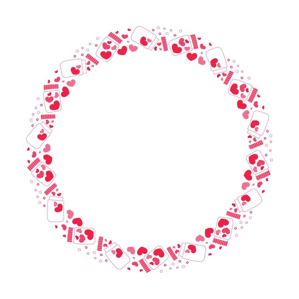 Hand drawn hearts border and frame on white background vector