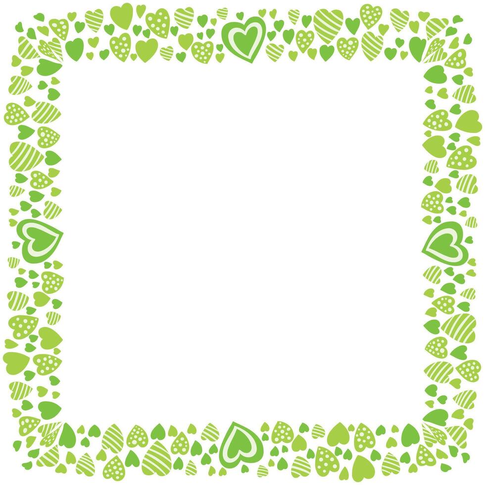 Hand drawn hearts border and frame on white background vector