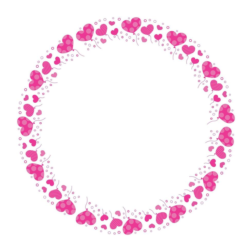 Hand drawn hearts border and frame on white background vector