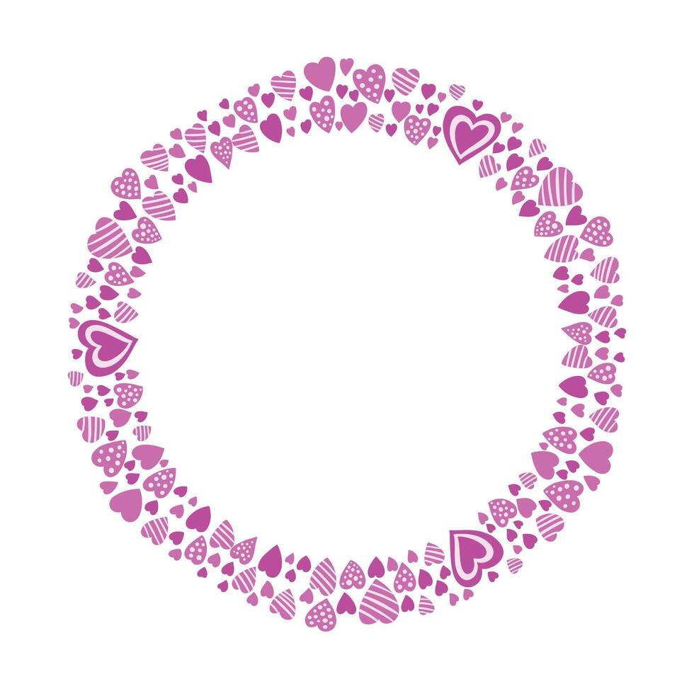 Hand drawn hearts border and frame on white background vector