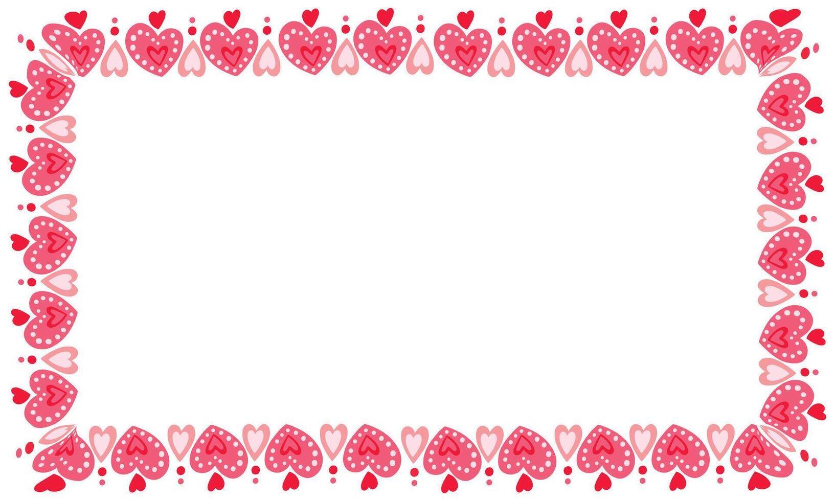 Hand drawn hearts border and frame on white background vector