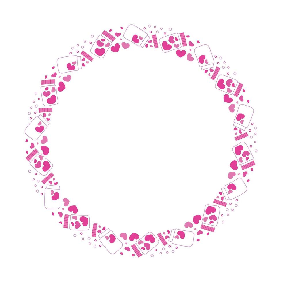 Hand drawn hearts border and frame on white background vector