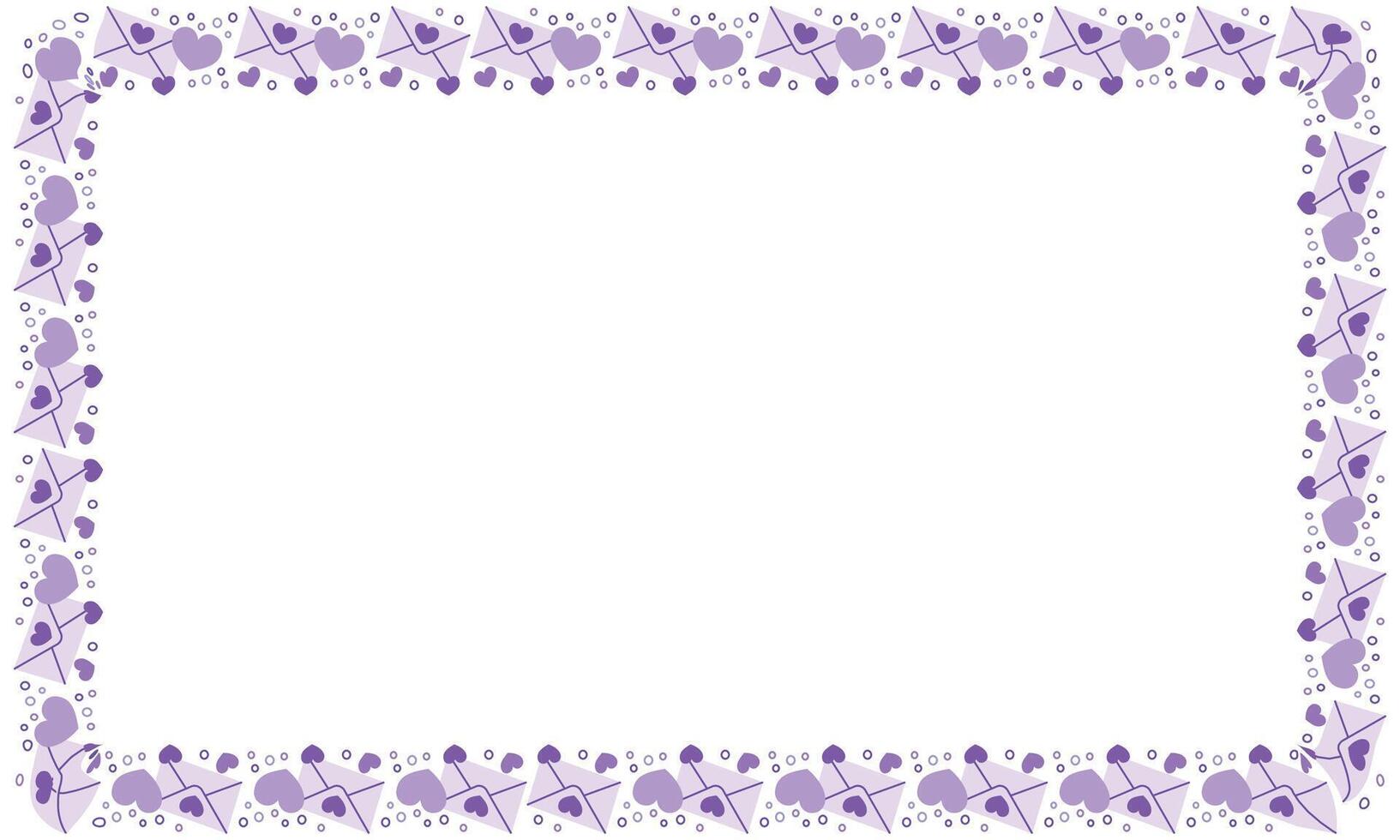 Hand drawn hearts border and frame on white background vector