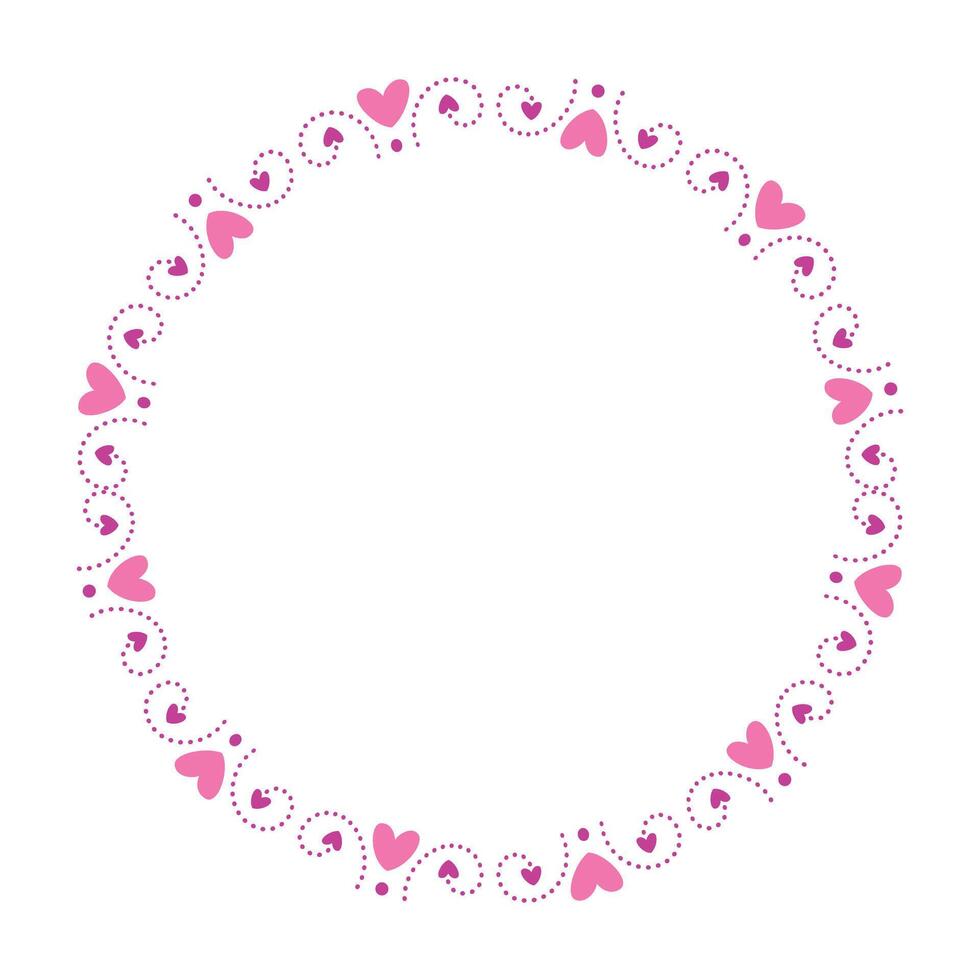 Hand drawn hearts border and frame on white background vector