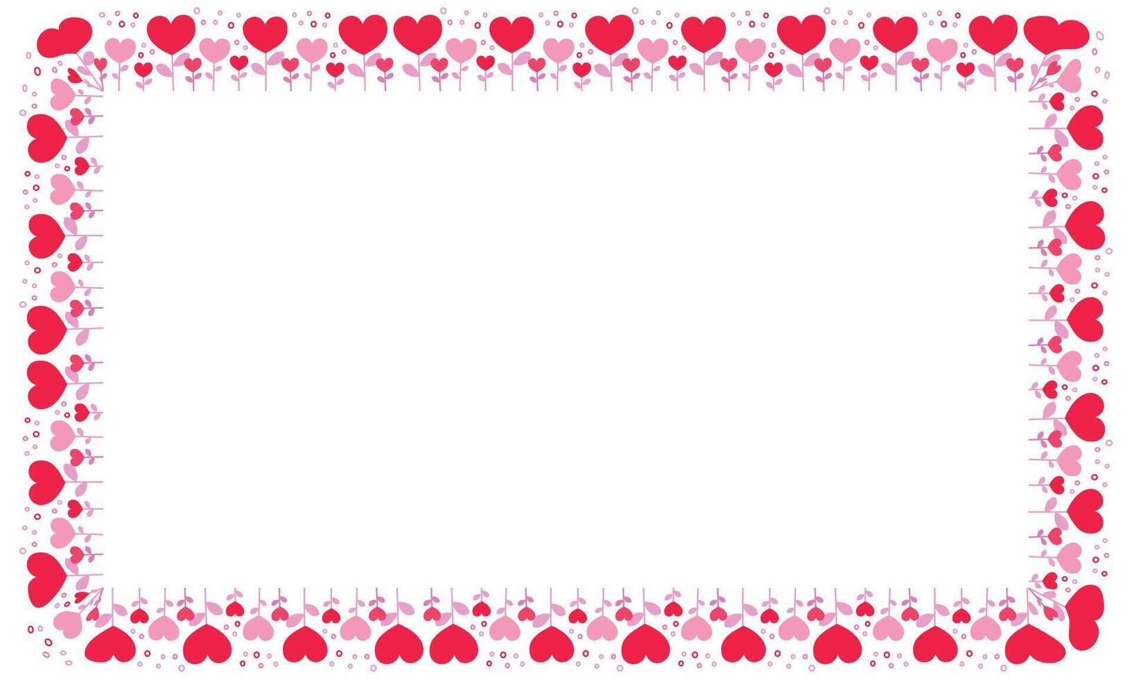 Hand drawn hearts border and frame on white background vector