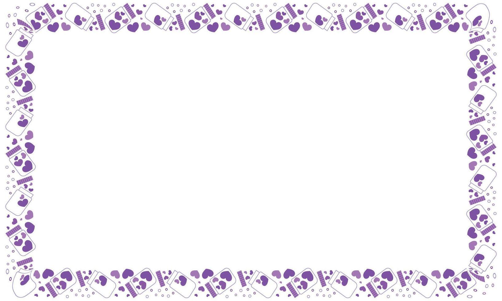 Hand drawn hearts border and frame on white background vector