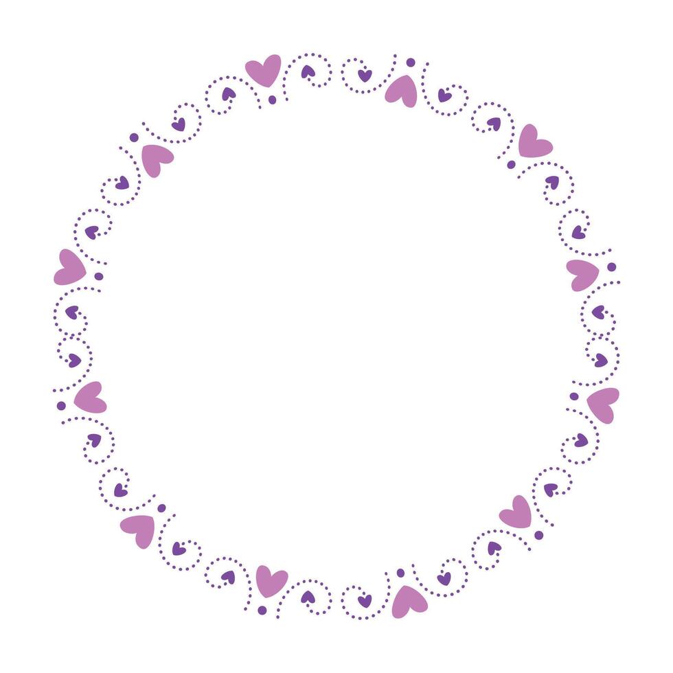 Hand drawn hearts border and frame on white background vector