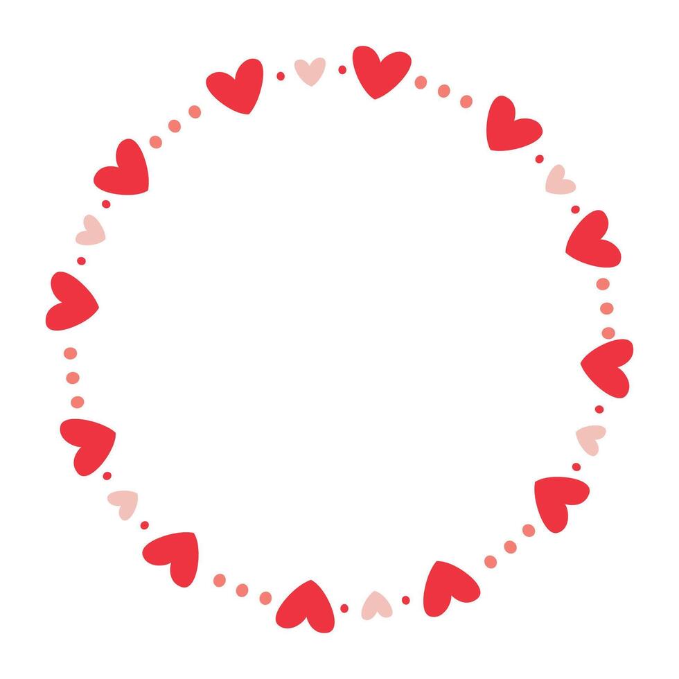 Hand drawn hearts border and frame on white background vector