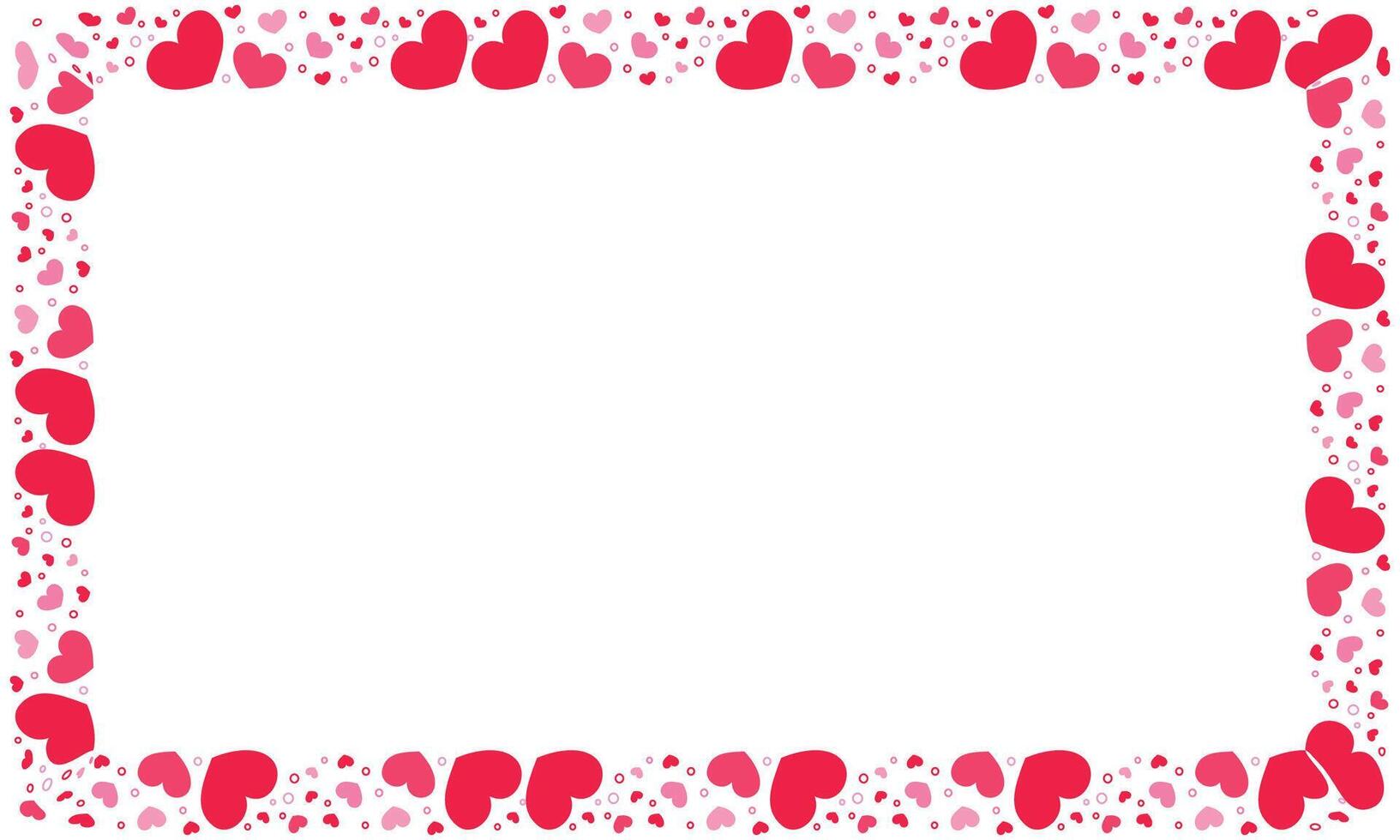 Hand drawn hearts border and frame on white background vector