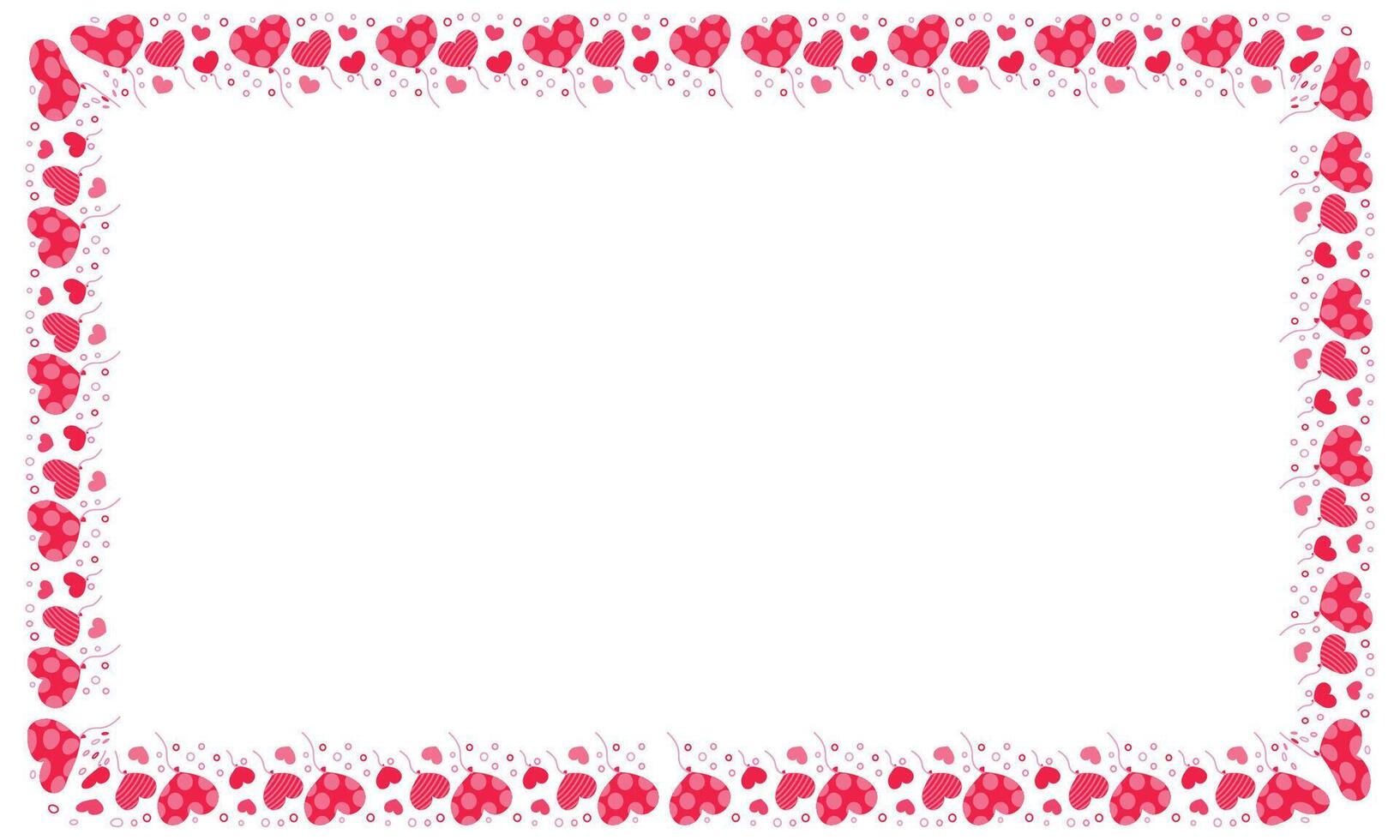 Hand drawn hearts border and frame on white background vector