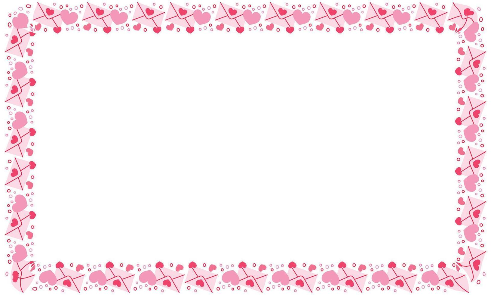 Hand drawn hearts border and frame on white background vector