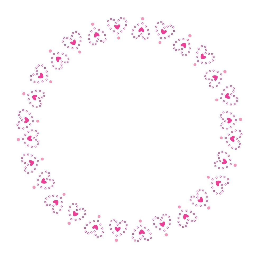 Hand drawn hearts border and frame on white background vector