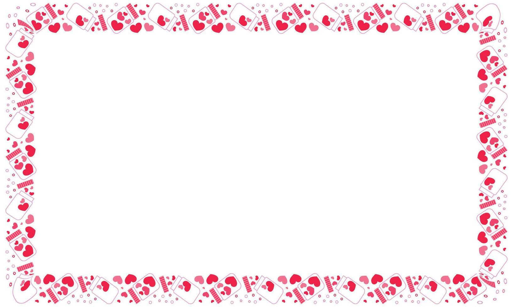 Hand drawn hearts border and frame on white background vector