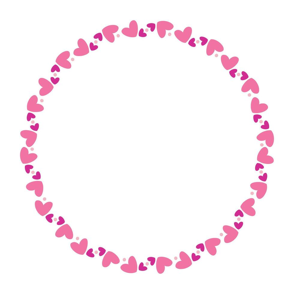 Hand drawn hearts border and frame on white background vector