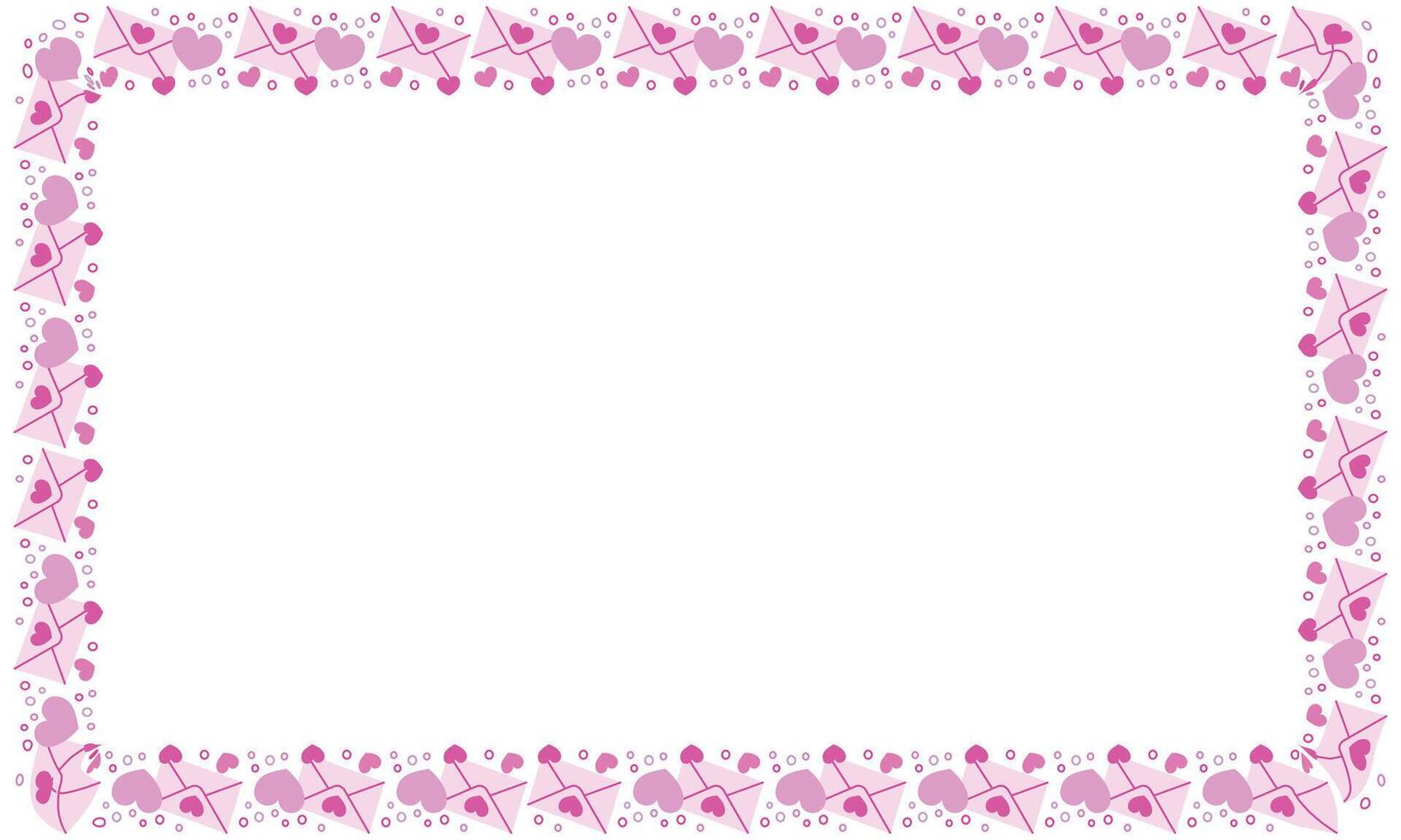 Hand drawn hearts border and frame on white background vector