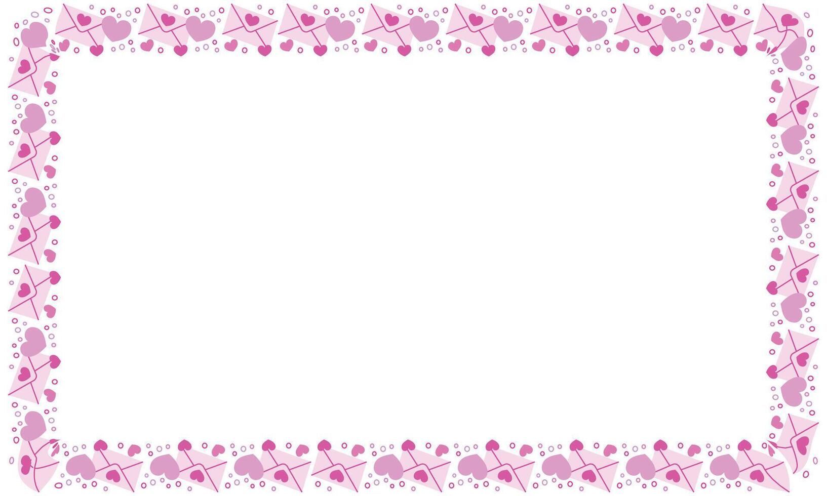 Hand drawn hearts border and frame on white background vector