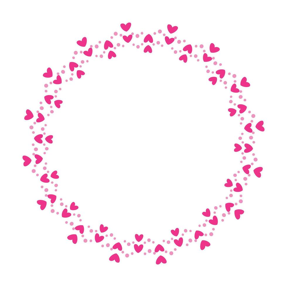 Hand drawn hearts border and frame on white background vector