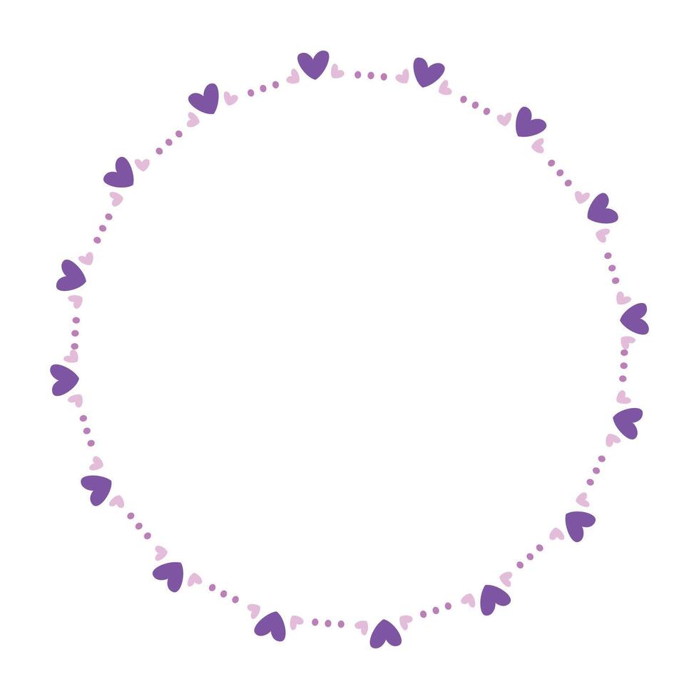 Hand drawn hearts border and frame on white background vector