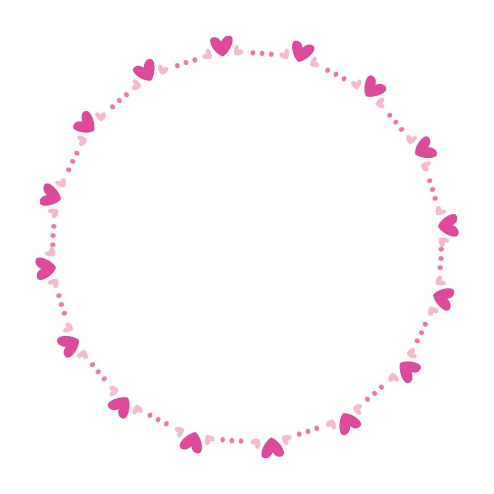 Hand drawn hearts border and frame on white background vector