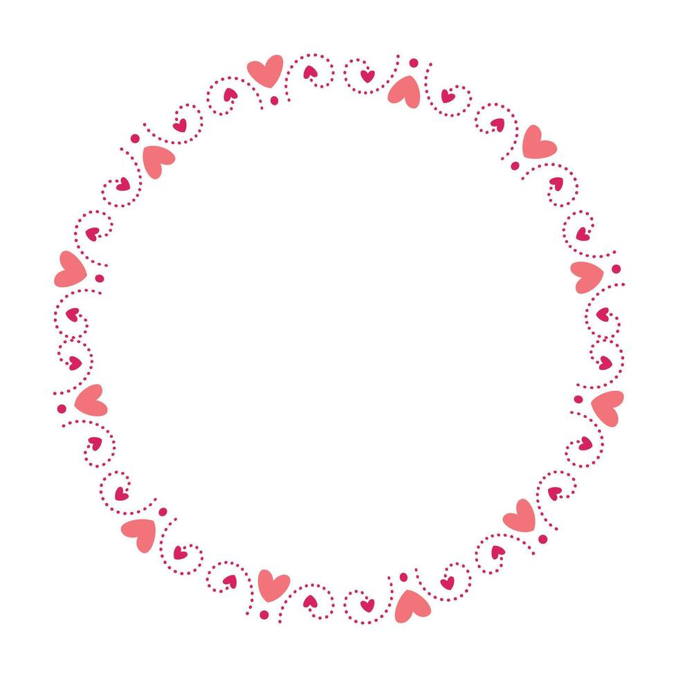 Hand drawn hearts border and frame on white background vector