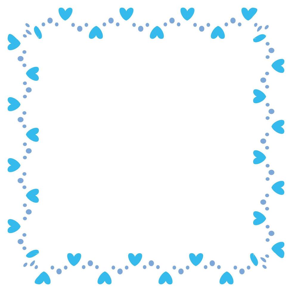 Hand drawn hearts border and frame on white background vector