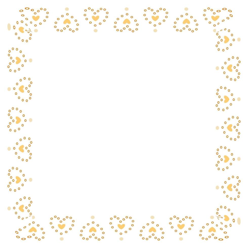 Hand drawn hearts border and frame on white background vector