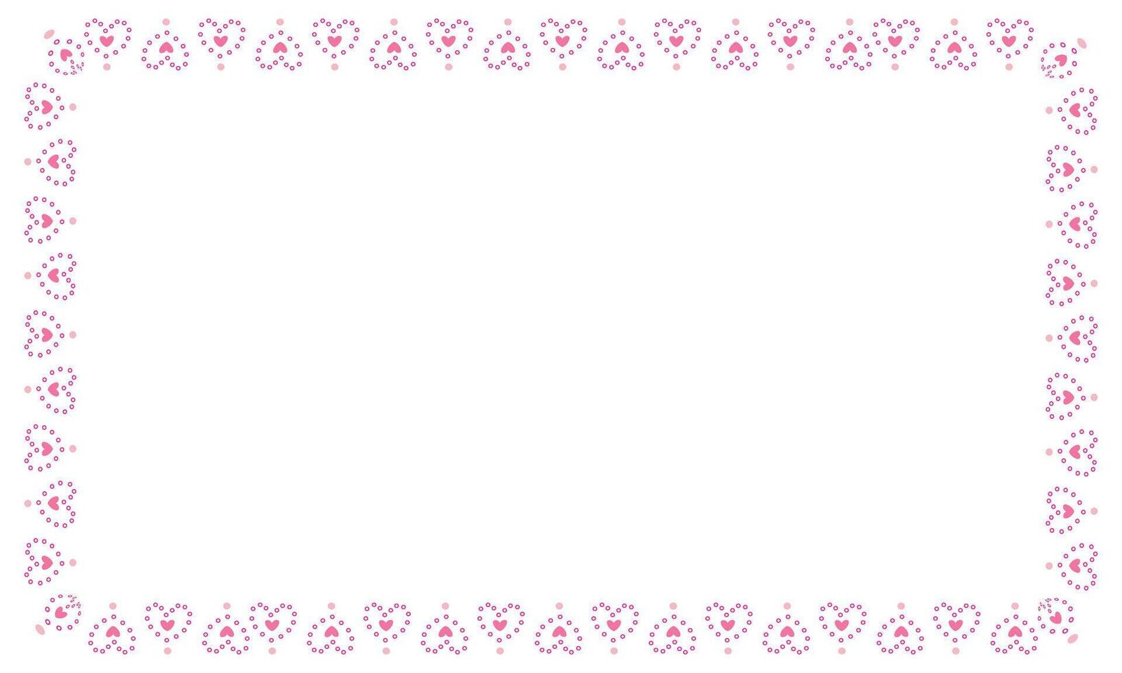 Hand drawn hearts border and frame on white background vector