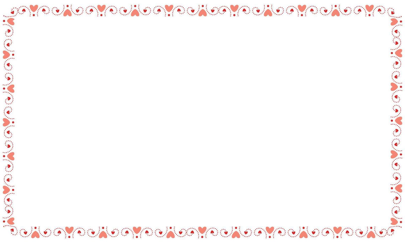 Hand drawn hearts border and frame on white background vector