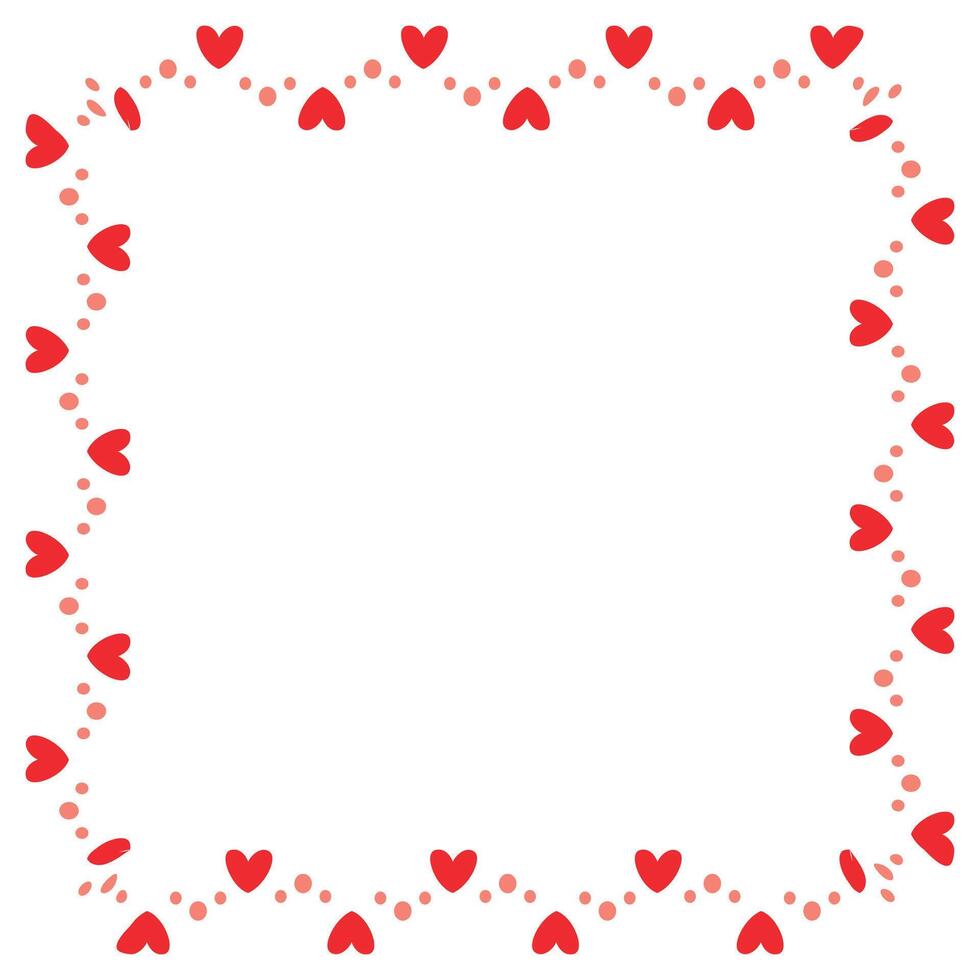Hand drawn hearts border and frame on white background vector