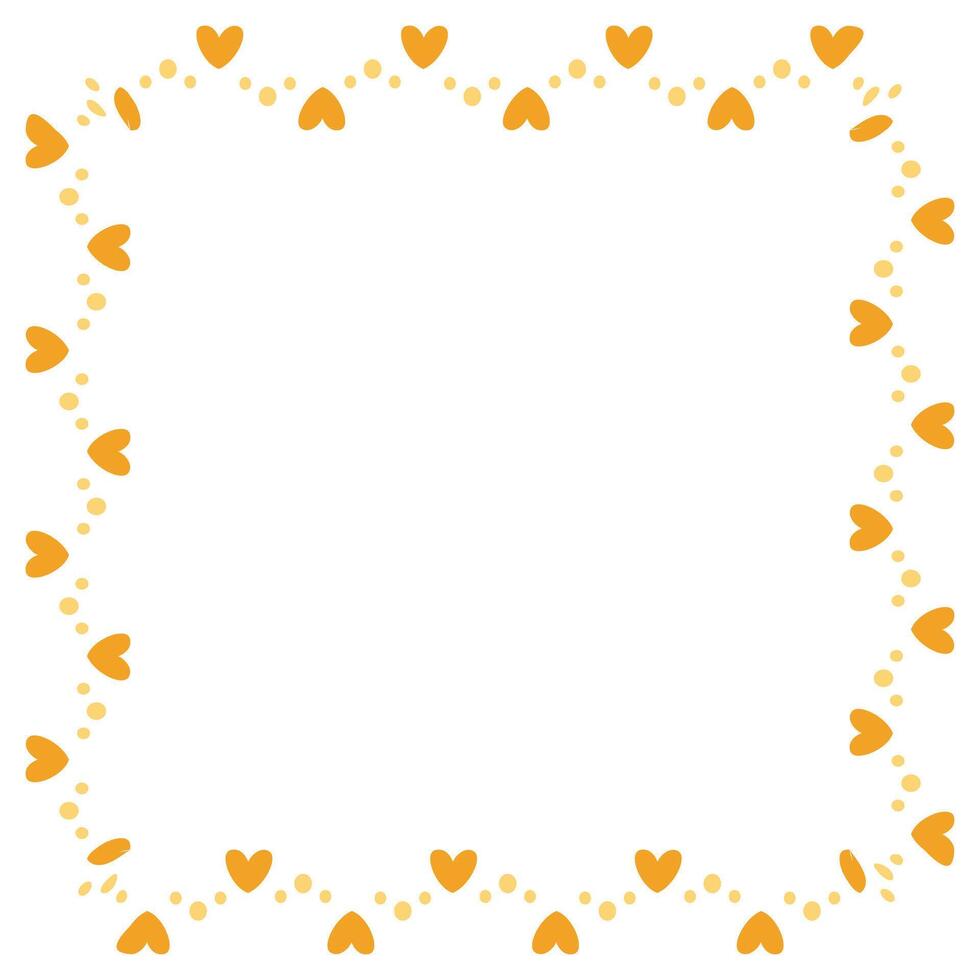 Hand drawn hearts border and frame on white background vector