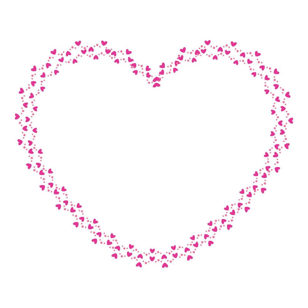 Hand drawn hearts border and frame on white background vector