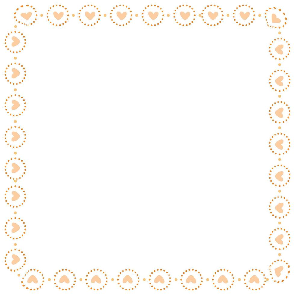 Hand drawn hearts border and frame on white background vector