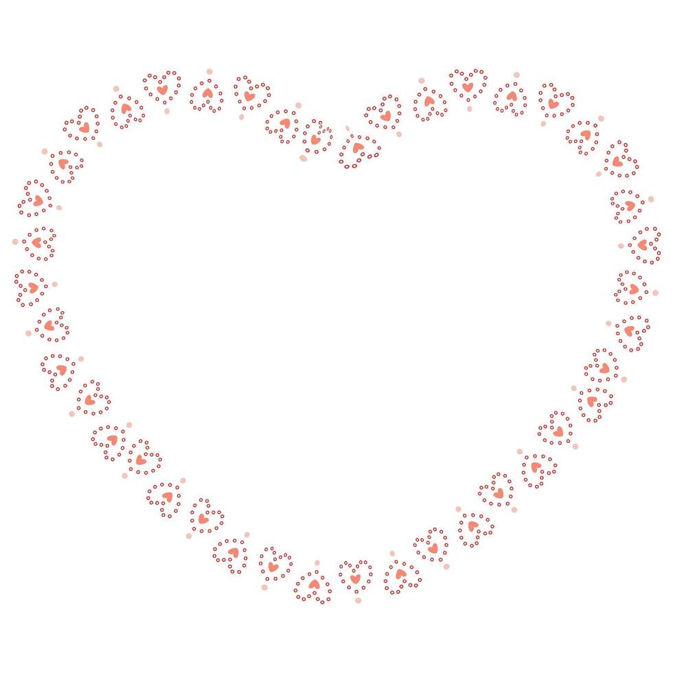 Hand drawn hearts border and frame on white background vector
