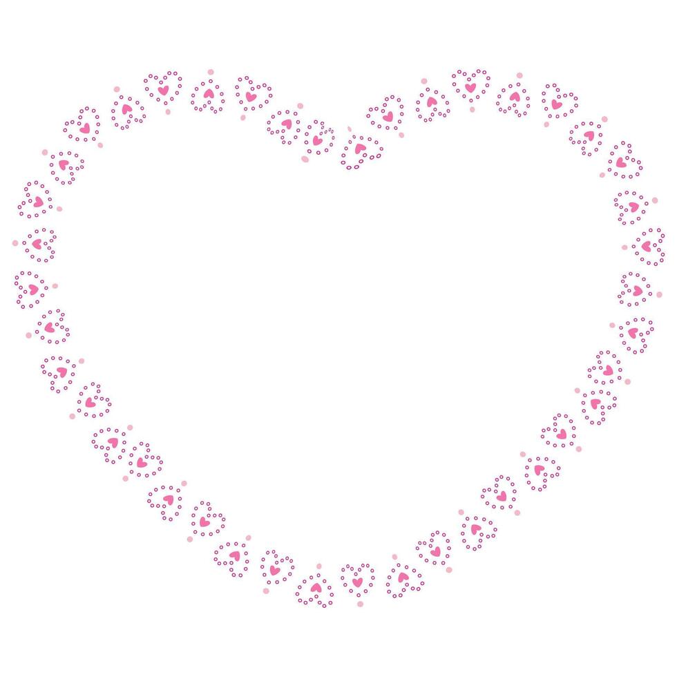 Hand drawn hearts border and frame on white background vector