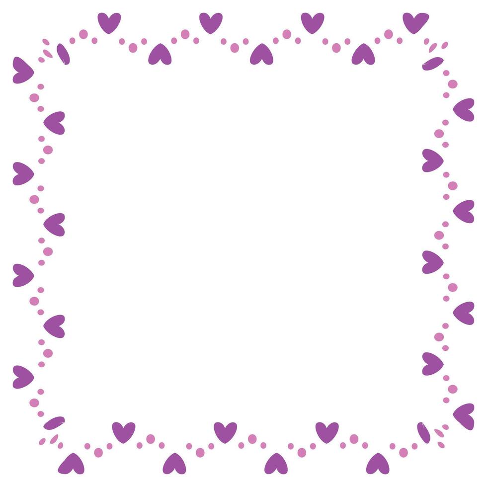 Hand drawn hearts border and frame on white background vector