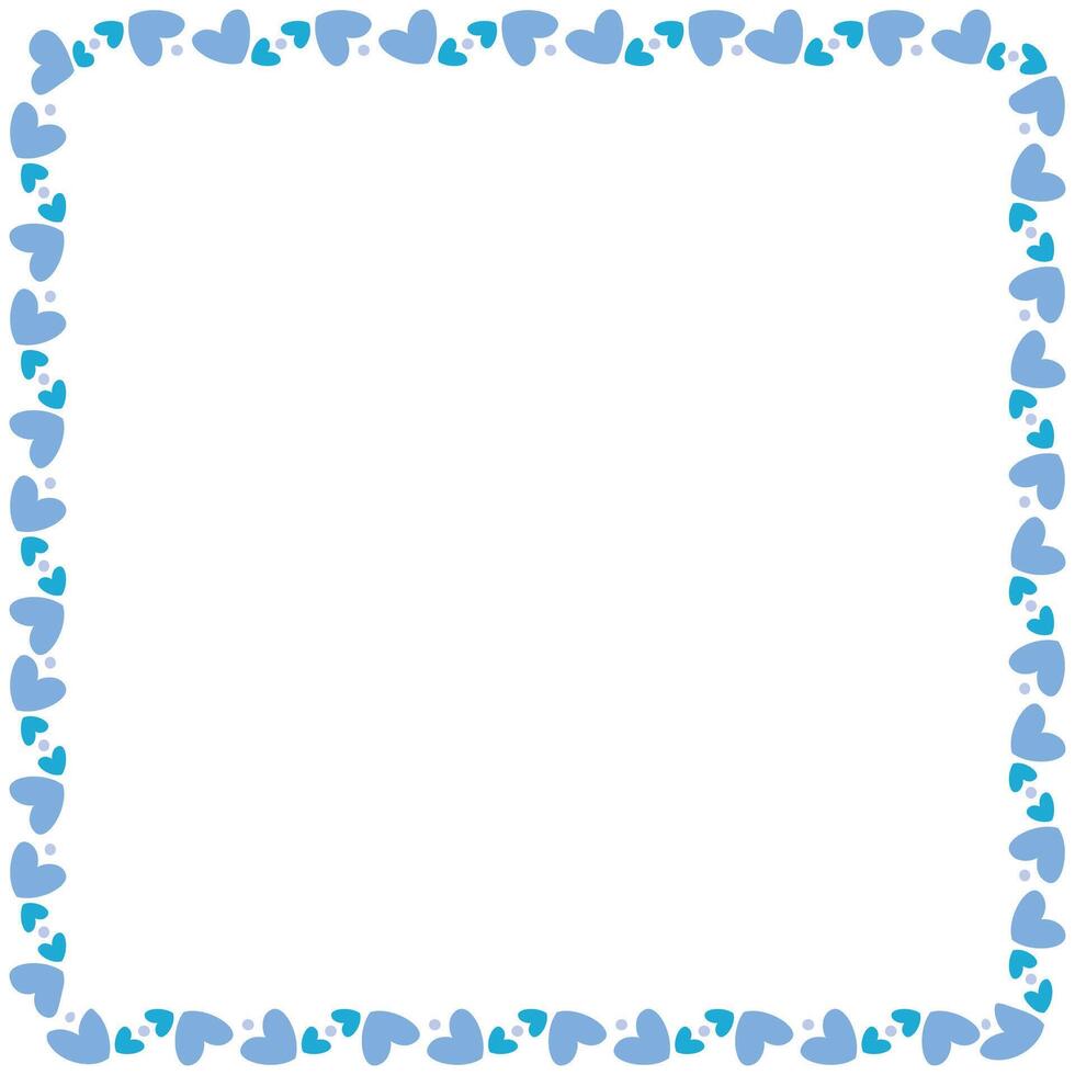 Hand drawn hearts border and frame on white background vector